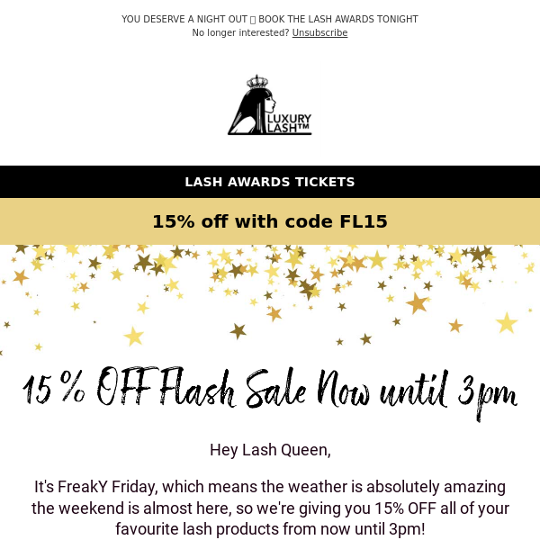 15% OFF Freaky Friday Flash Sale - Now until 3pm!