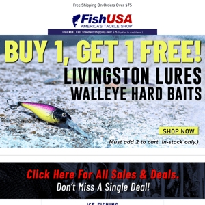 Buy 1, Get 1 Free On These Livingston Lures Walleye Baits!