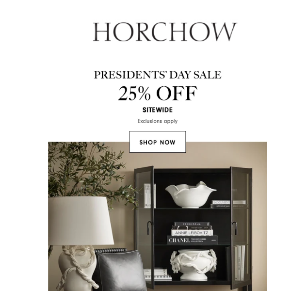 Presidents' Day Sale! Take 25% off designer home looks sitewide