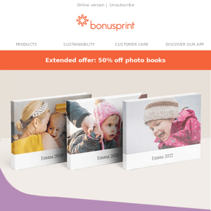 Extended offer: 50% off photo books