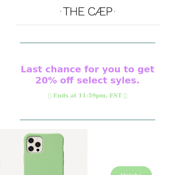 Final hours for 20% off select styles