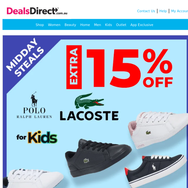 EXTRA 15% Off Lacoste & Polo Ralph Lauren Kids Footwear