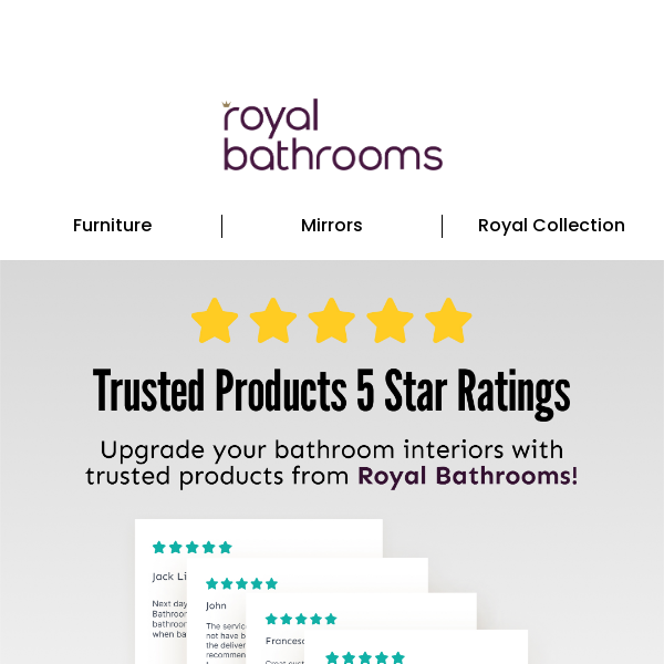 ⭐ Buy 5-Star Products @ Royal Bathrooms