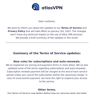 Terms of Service and Privacy Policy update