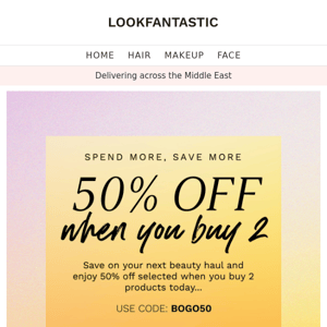 Spend & SAVE 💸 50% Off