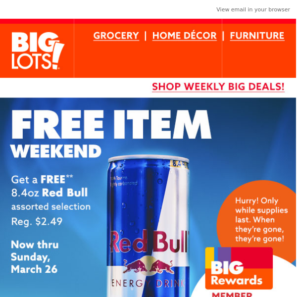 Get a FREE Red Bull to jolt your weekend! 👏