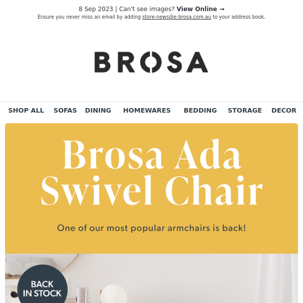 Back in Stock! Brosa Ada Swivel Chair - Fit for Modern Minimalist Homes