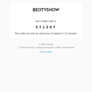 BEOTYSHOW: 6-digit code
