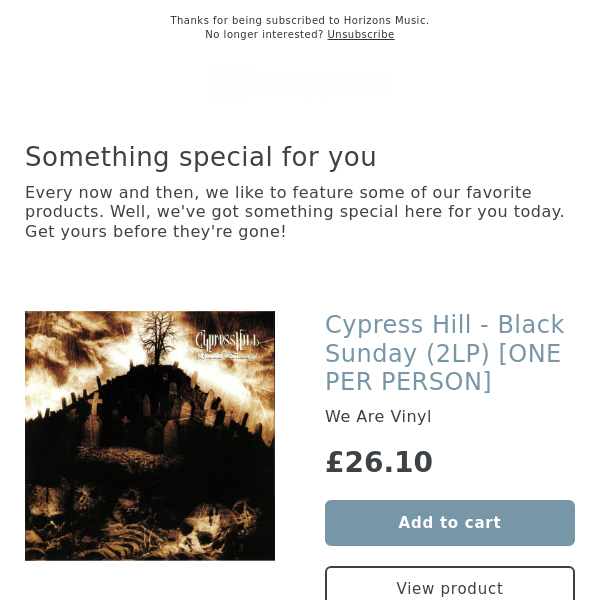 BACK IN!! Cypress Hill - Black Sunday (2LP) [ONE PER PERSON]