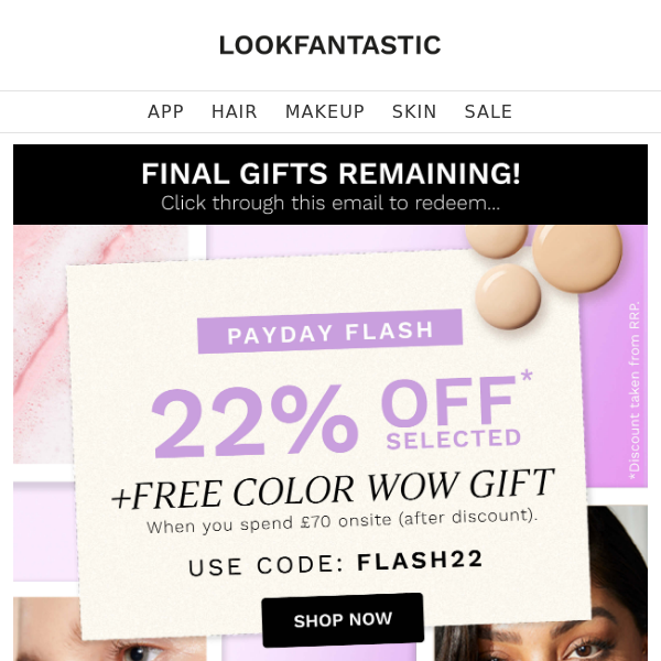 LAST CHANCE ⚠️ 22% Off Beauty + FREE Color Wow Gift
