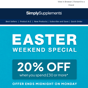 20% off when you spend £30! Have an egg-celent Easter!