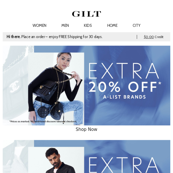 EXTRA 20% Off A-List Brands ★ You’ve got the in.