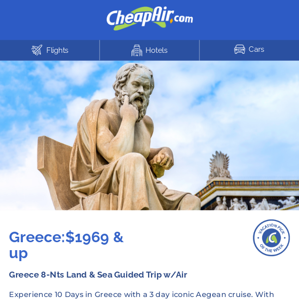 $1969+ // Greece: 8-Nts Land & Sea Guided Trip w/Air