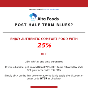 25% OFF YOUR ORDER