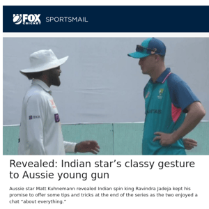 Revealed: Indian star’s classy gesture to Aussie young gun