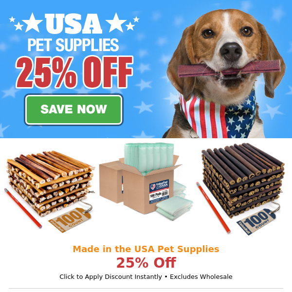 USA Pet Supplies ⭐ 25% Off