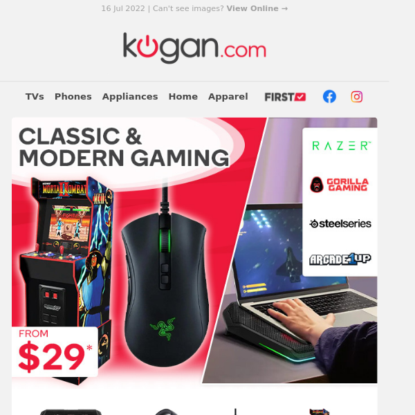 🎮 Great Gaming Essentials from $29 - Laptop Cooling Stand, Razer Gaming Mouse, Gaming Headsets & More!*