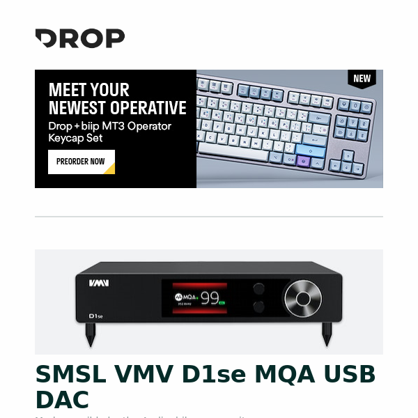 SMSL VMV D1se MQA USB DAC, KeycapKust Cat XI Resin Artisan Keycap, Drop + biip MT3 Operator Keycap Set and more...
