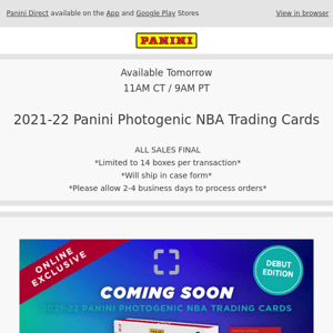 🏀 2021-22 Panini Photogenic NBA Trading Cards Available Tomorrow!