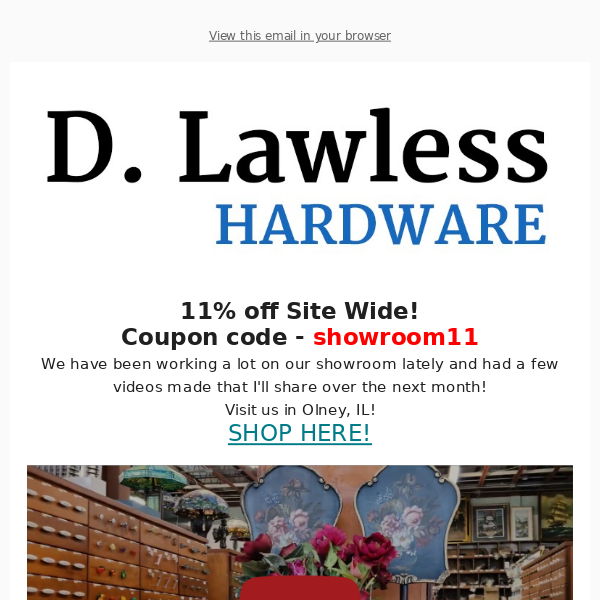 See Our Showroom & Get 11% Off Site Wide!