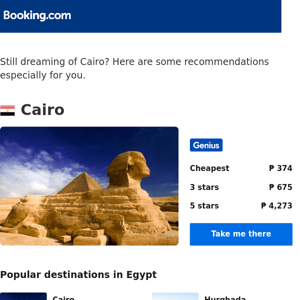 Deals in Cairo from ₱ 374 for March