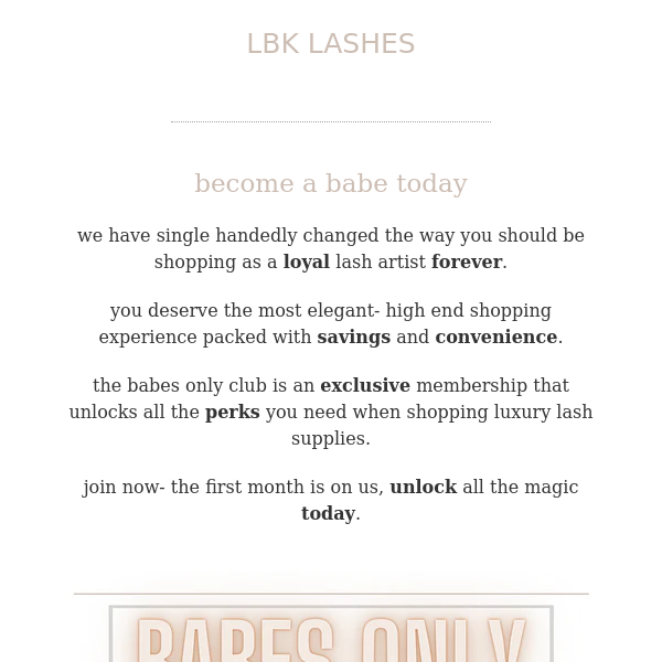 THE BABES ONLY CLUB an EXCLUSIVE shopping EXPERIENCE is here