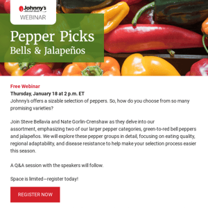 Free Webinar: Pepper Picks — Bells & Jalapenos