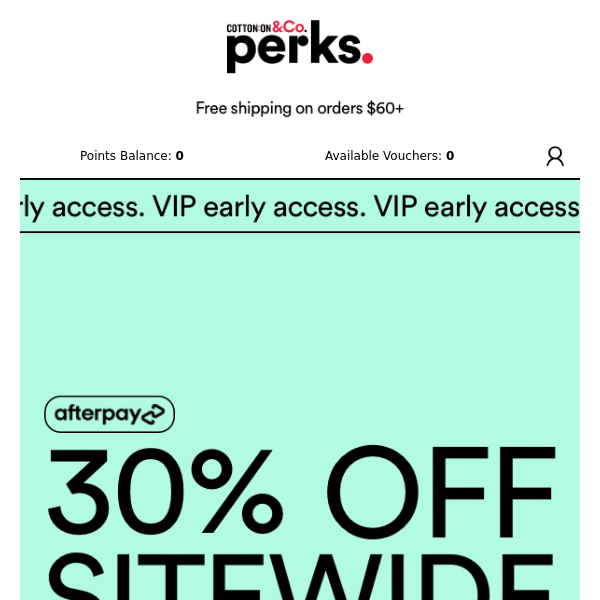 Typo, Your VIP access to AFTERPAY DAY 🙌