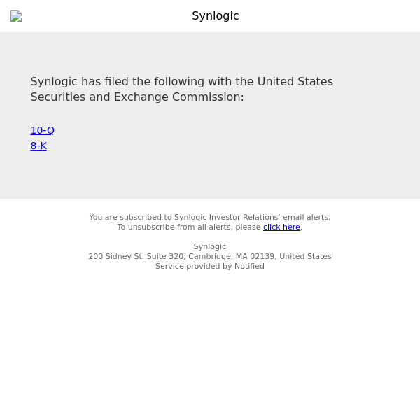 New SEC Document(s) for Synlogic