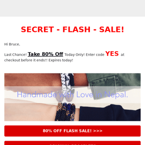 80% OFF FLASH SALE!