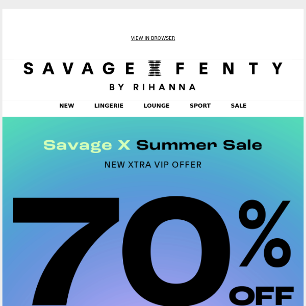 Save 50% sitewide off your first order from Savage X Fenty!