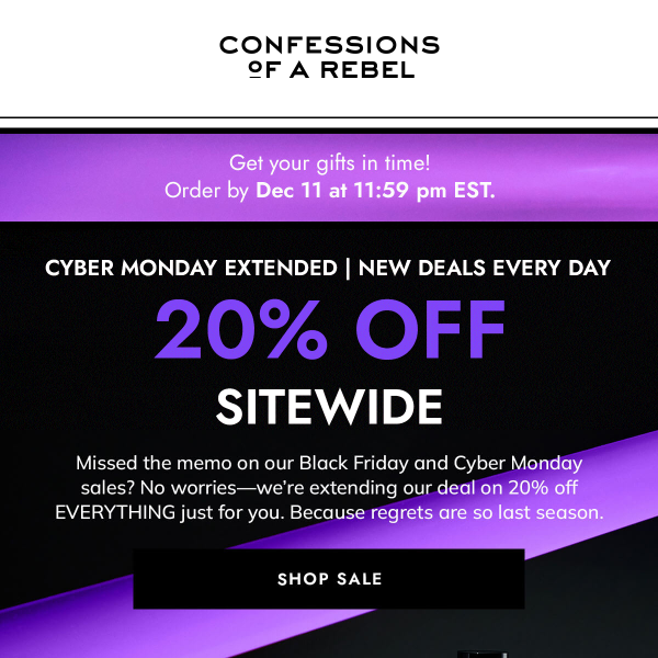 Cyber Monday EXTENDED: 20% off sitewide