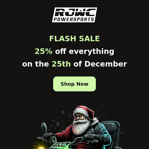 FLASH SALE - 25% Sale - 25th December!