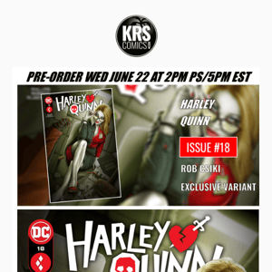 🔥ROB CSIKI'S LTD EXCLUSIVE FOR HARLEY QUINN #18 DROPS TODAY AT 2PM PST/5PM EST!  PLUS NEW WILL JACK CGC SIG SERIES IN STOCK!