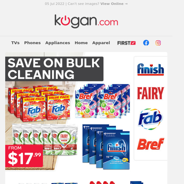 Bulk Home Cleaning Essentials from $17.99 - Laundry Powder, Dishwashing Liquid & More