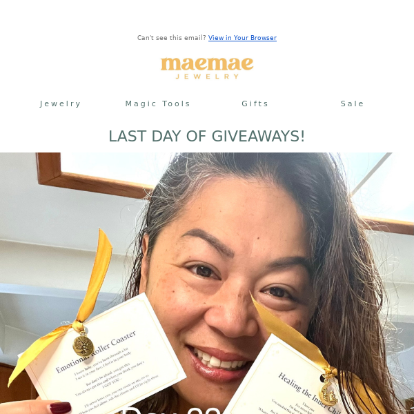 Get a FREE MaeMae Charm Card! Our last day of giveaways