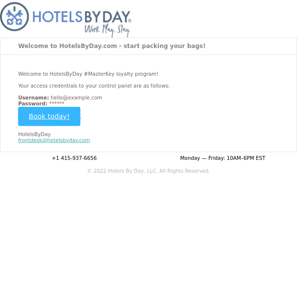 Welcome to HotelsByDay.com - start packing your bags!
