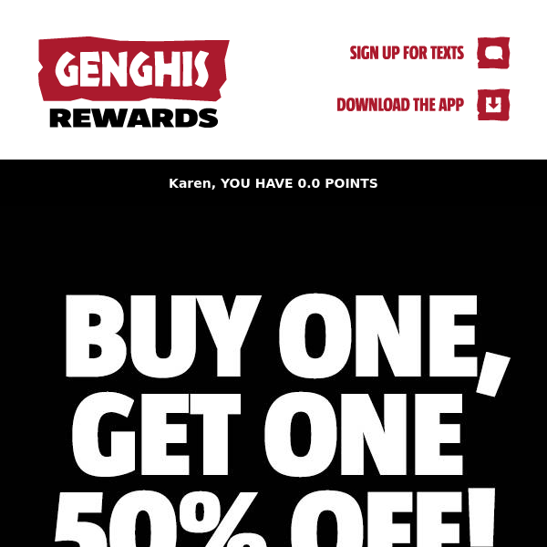 FREEZE Genghis Grill!🥶 Buy One Get One 50% OFF Expires Today!🔥🍜