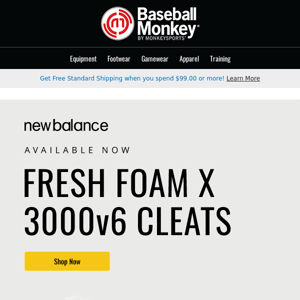 The latest cleats: New Balance 3000v6 Baseball Cleats