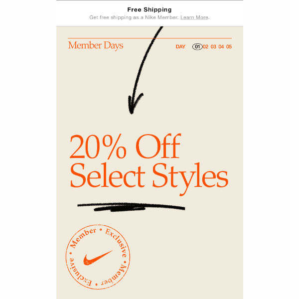 Members Save 20% Off Select Styles
