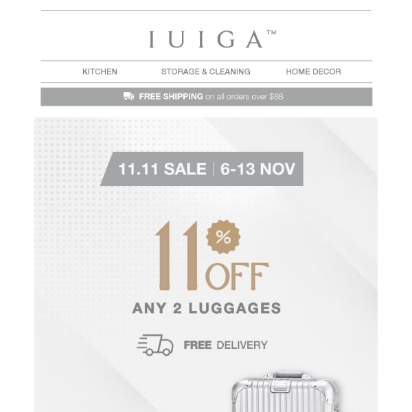 First Time Ever: Luggages at 11% OFF for 5 days only! ✈️