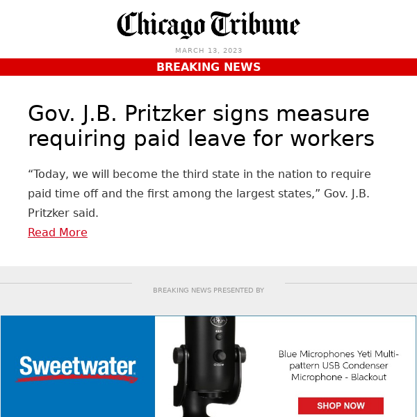 Gov. J.B. Pritzker signs measure requiring paid leave for workers