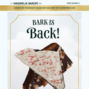 The RETURN of holiday bark 🍫