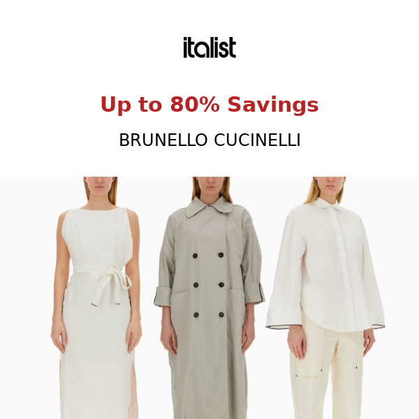 Brunello Cucinelli up to 80% off retail—incl. new arrivals!