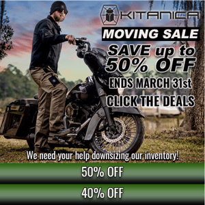 Moving Sale: Up to 50% Upgrade your clothes as we upgrade our HQ!