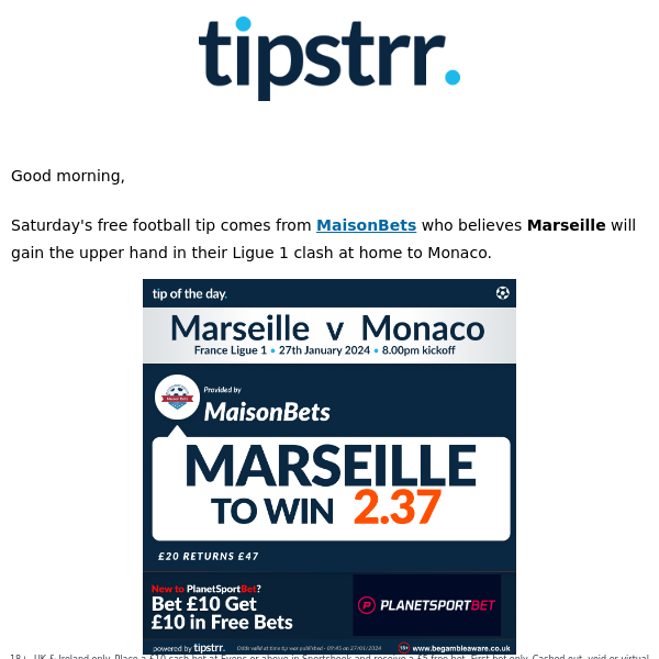 Free football tip from one of Saturday's big games