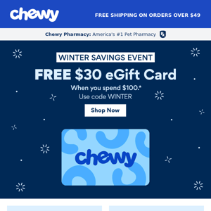 Get a $30 eGift Card With $100 Purchase at the Winter Savings Event!