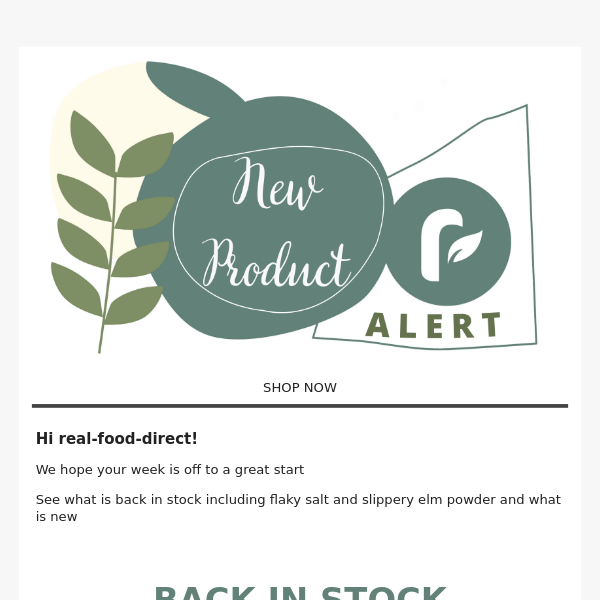 Real Food Direct ... BACK IN STOCK & NEW