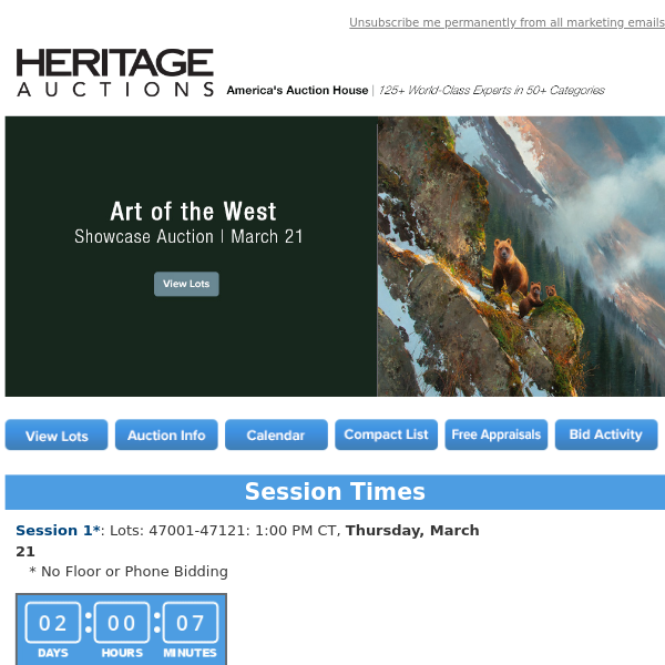 Ending Soon: March 21 Art of the West  Showcase Auction