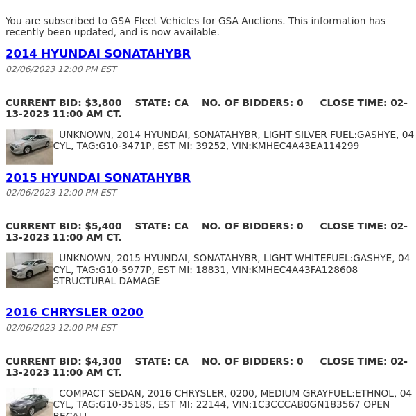 GSA Auctions GSA Fleet Vehicles Update